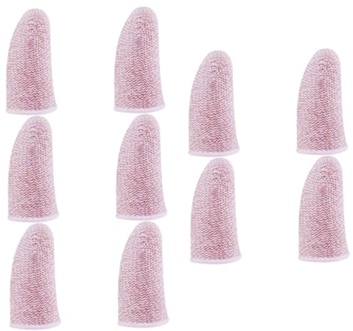 NUOBESTY 10 Stück Rutschfeste Gaming Fingerlinge aus Kohlefaser Schweißresistente Fingerschutzhüllen für Touchscreen Spiele Elastisch Pink