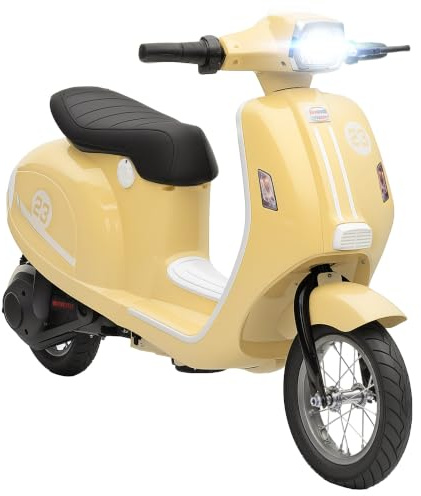 AIYAPLAY Kids Electric Motorbike 24V Ride on Motorcycle for Ages 8-12 Beige | Battery Powered, Manual Throttle, Brakes, LED Lights, Boys and Girls