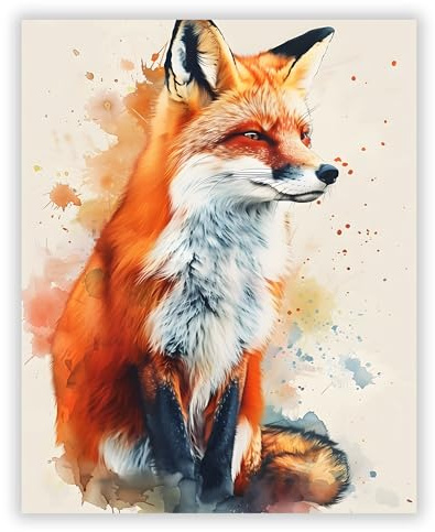 Druck-Palast Fuchs Tierposter - 40x50cm - Kunstdruck Poster - Kinderzimmer Wohnzimmer - Verspielt Künstlerisch Modern - Hochwertiger semimatter Druck - Wanddeko ohne Rahmen für Tierliebhaber