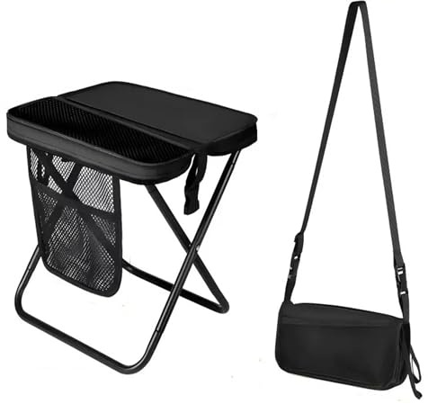 Jiahuade Tragbarer Klapphocker,Camping Hocker 31cm,Campinghocker Faltbar,Gartenhocker,Leicht Sitz Falthocker,Klappstuhl,Mini-Klapphocker,mit Aufbewahrungsbeutel,für Reisen Wandern Garten (Schwarz)