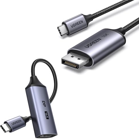 UGREEN USB C to DisplayPort 2.1 Cable 16K@30Hz and USB C to Displayport Adapter
