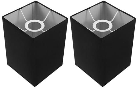 Lampenschirm Eckig 2 Stück aus Eisen für E27, 4cm Loch | Schwarz, für Wohn und Essbereiche, Einfache Montage, Blendung und Augenbelastung