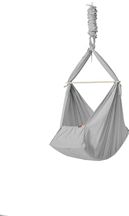 Membantu Federwiege Basic – 100 % Bio-Baumwolle, sanft & sicher für Babys, kompatibel Wiegenständer & LeeLo Motor, Abnehmbarer Bezug, natürliche Geborgenheit (Grau)