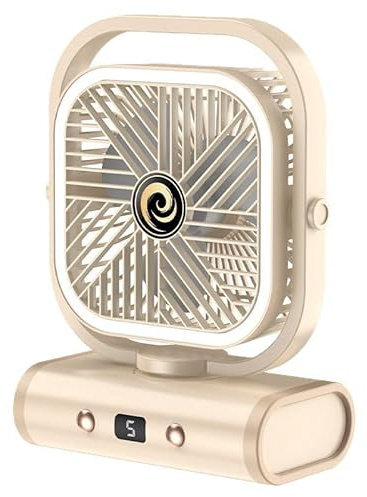 Ventilador de Mesa Pequeño, Ventilador USB Silencioso Portatil 2400mAh, Mini Ventilador de Escritorio Recargable, Inclinación Variable de 90°, 5 Velocidades para Oficina, Dormitorio (Blanco)