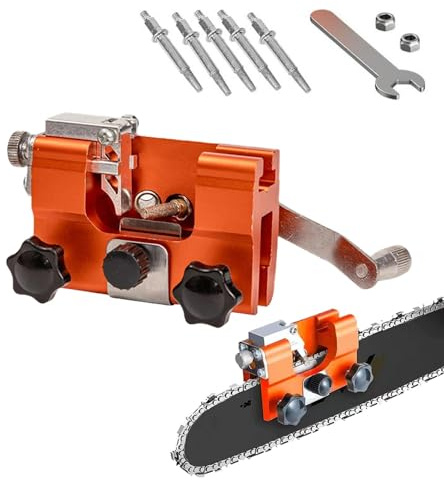 Axetron Kettensägen-schleifgerät,Klampero Kettenschärfer,profisaw Das Original Universal Kettenschärfer,tragbar Kettensäge Schärfgerät Set Präziser Universal,Tragbarer Handkurbel- Mit 5 Schärfköpfen
