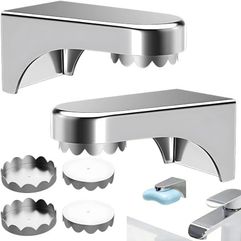 2 Stück Magnet Seifenhalter, Ohne Bohren Wandmontage Seifenschale aus Edelstahl, Silber Seifenschalen Wandmontage für Verwendung auf Spiegeln, Fliesen, Glas und Anderen glatten Oberflächen