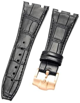 NFJNFCF Uhrenarmband aus Rindsleder, kompatibel mit Audemars Piguet Royal Oak doppelt konkav Schnittstellenarmband, 26 mm, Schwarz / Blau / Braun