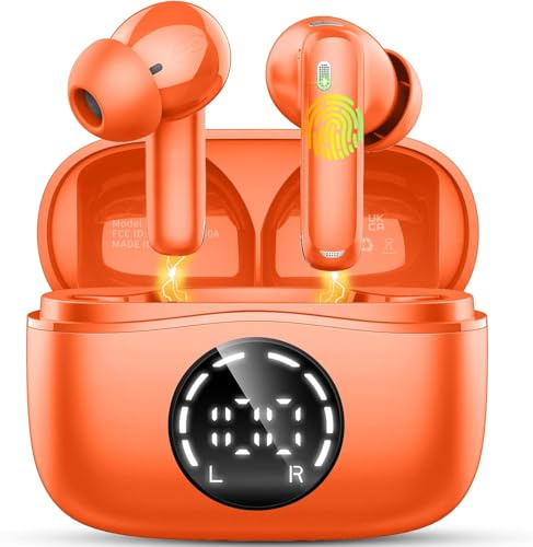 Nuovo Cuffie Bluetooth 5.4, Auricolari Bluetooth Stereo HiFi Con 4 ENC Microfoni Anti-Rumore, Durata 50 Ore Cuffiette In Ear, Impermeabili IP7 Cuffie Senza Fili, Cuffiette Touch Control, LED-Display