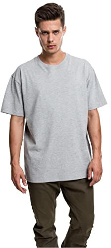 URBAN CLASSICS Men's Basic Oversized T-Shirt, Wide Cut, Long Tee, Short Sleeves Shirt with Crew Neck, 100% Jersey Cotton, in Grey, Size: L