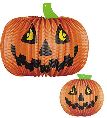 Widmann 95751-2 Kürbis Lampions, Ø 26 cm, flammenhemmend, Dekoration, Mottoparty, Halloween, Karneval