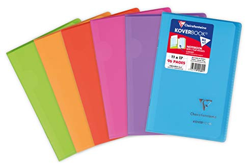 Clairefontaine 941601C Koverbook 11 x 17cm, 48 Blatt, kariert, 1 Stück, farbig sortiert