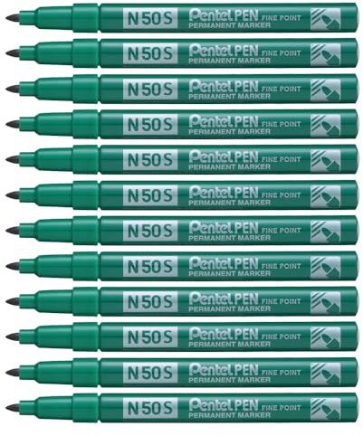 Pentel N50S Bullet Tip Permanent Marker - Green (Pack of 12)
