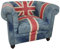 Indoortrend Postersessel Union Jack UK Flagge - Lounge Sessel XXL Cocktail Sessel England Motiv, Chesterfield Vintage Demin Jeans Look, Maße (B/T/H) 100/82 / 75 cm