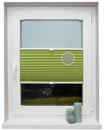 Plissee auf Maß Thermo für alle Fenster Montage in der Glasleiste Blickdicht mit Spannschuh Sonnenschutzrollo Grün Breite: 81-90 cm, Höhe: 40-100 cm