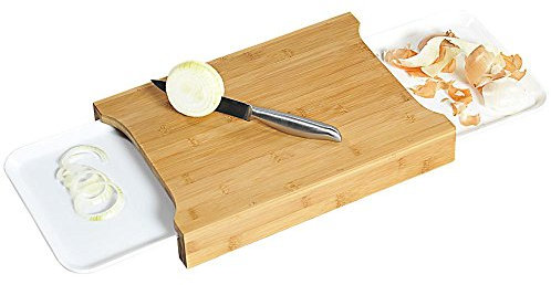 Kesper 3 Schneidebrett mit 2 Auffangschalen, Küchenbrett, Bambusbrett, Maße: ca. 350 x 250 x 55 mm