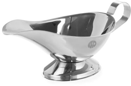 HENDI Salsera, 460 ml, con base, cazo recipiente pequeño para salsas, salsera con pico vertedor, 240x120x(H)120mm, acero inoxidable