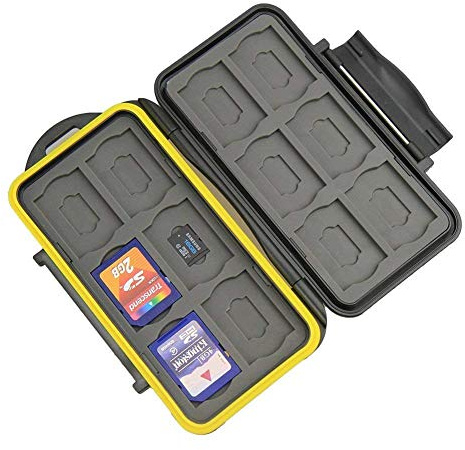 DUBENS Wasserdichtes Speicherkarten Schutzbox Gehäuse Stoßfest Tragetasche, SDKarten Schutzhülle, 24 Slots für 12 Stück SDHC/SDXC Karten und 12 Micro SD Karten