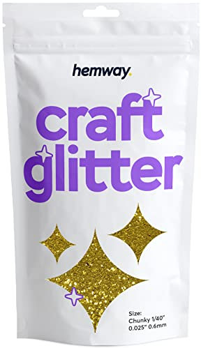 Hemway Craft Glitter - Gold | Chunky Metallic Sequin Flakes for Resin & Epoxy Crafts | Supplies for Tumblers, Cards, Jewellery, Candle, Hair, Face, Body & Nail Art | 100 g