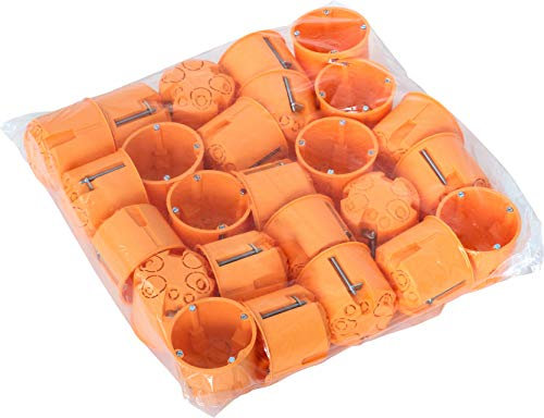 Meister Hohlwanddose Unterputz - 60 mm tief - orange - 25 Stück - Ø 68 mm Fräsloch - Zum Einbau von Schaltern & Steckdosen / Abzweigdose / Schalterdose / Hohlwand-Gerätedose / 7464150