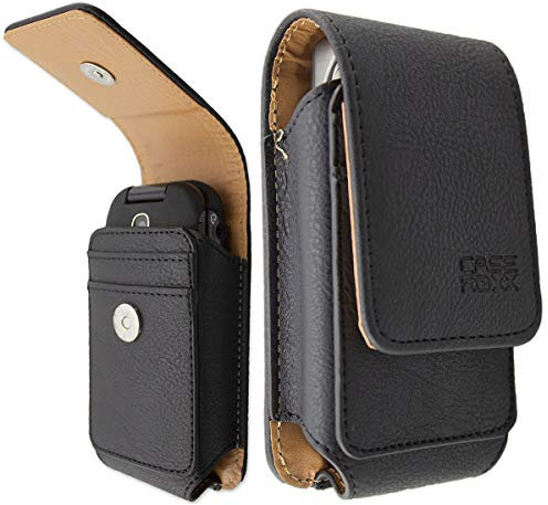 caseroxx Ledertasche mit Gürtelschlaufe für Panasonic KX-TU339 / -TU329 / -TU327, Tasche (Ledertasche mit Gürtelschlaufe in schwarz)