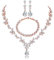 Shuxin Hochzeit Schmuckset für Damen, Halskette & Ohrringe & Armband Set, Rosegold Plattiert Blumen Braut Schmuck Set mit 5A Weiß Zirkonia, Allergenfrei Hochzeitsschmuck für Braut Brautjungfern