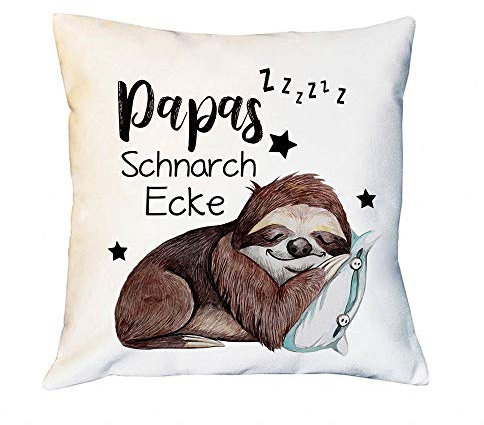 ilka parey wandtattoo-welt Kissen mit Spruch Papas Schnarch Ecke Sterne mit Faultier inkl Füllung Dekokissen Zierkissen Spruchkissen Motto Zitat Bedruckt ks317