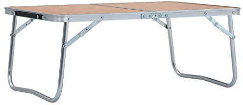 vidaXL Campingtisch Klappbar Koffertisch Falttisch Gartentisch Camping Klapptisch Aluminiumtisch Picknicktisch Braun Aluminium 60x40cm