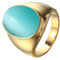HIJONES Herren Edelstahl Große Ovale Katzenauge Hellblau Stein Ringe Eheringe Gold Größe 68
