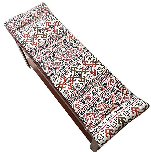 LINGRUI Langes Bankkissen mit Befestigungsbändern, 2- oder 3-Sitzer-Bankmatte, Ersatz-Matratze, Reisesitzkissen, für drinnen und draußen, 2 cm dick, waschbar, Boho-150 x 40 cm
