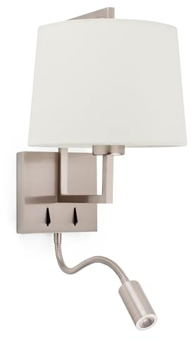 Faro Barcelona 20172-02 - FRAME Wandleuchte nickel matt/beige mit LED-Leser