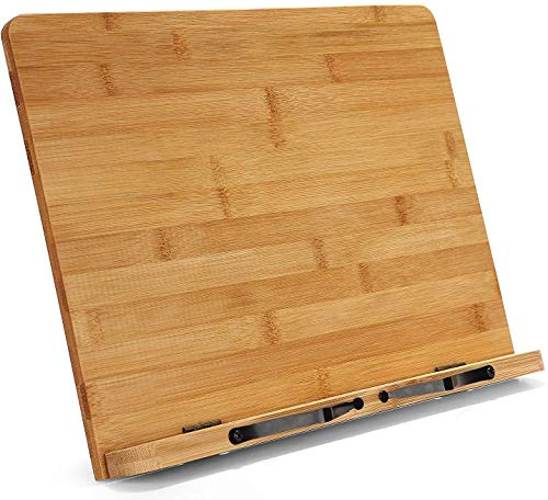 feedal Bambus Leseständer Kochbuch Dokumentenständer Halter Bücherstütze Laptop Ständer Halter Kochbuchhalter Lehrbuchständer PC Display Ständer Faltbar Verstellbares Tablett