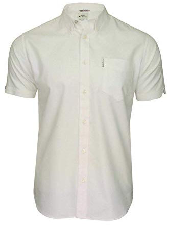 Ben-Sherman Mens Short Sleeve Button Down Oxford Shirt 65095 - White