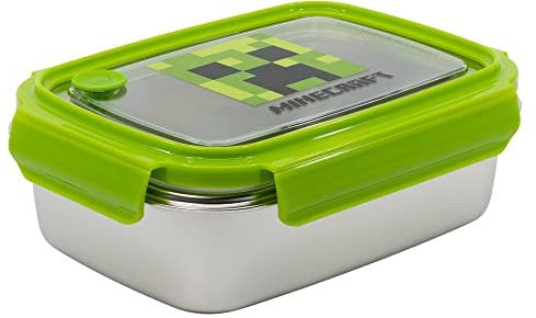 Stor8412497021901Acero Inoxidable Rectangular Sándwich Caja, 1020 ml Capacidad, Minecraft