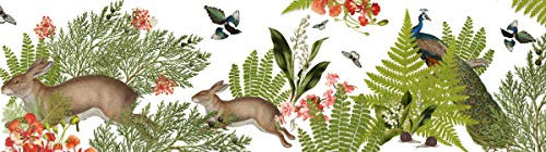 Anna Wand – Selbstklebende Bordüre/Borte/Wandbordüre „Waldpanorama” Wald Tiere Vögel – Mehrfarbig auf Weiss – 450 x 11.5 cm – Made in Germany