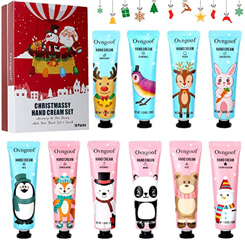 Crema Mani Set (10 Pezzi), Crema Mani Regalo Natale Set,Cofanetto Regalo Natale per Originali, Daily Crema Mani per Donna e Uomo, Nutriente e Riparare Mani Secche, Rapido Assorbimento e Idratare