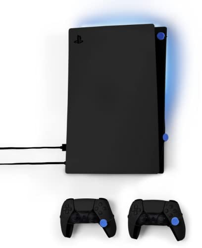 PlayStation 5 Wall Mount by FLOATING GRIP - Sleek Mounting Deluxe Kit for Hanging PS5 Gaming Console & 2 Controllers incl. LED stip Mount Covers - Effective VentilationEasy-to-Install System