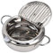 Deep Fryer Pot, with Thermometer,Lid and Oil Drip Drainer Rack, Japanese Tempura Fryer Pan Uncoated Fryer for Tempura Chips, Fries, Fish, and Chicken(Stainless Steel, 304 Stainless Steel #24cm)