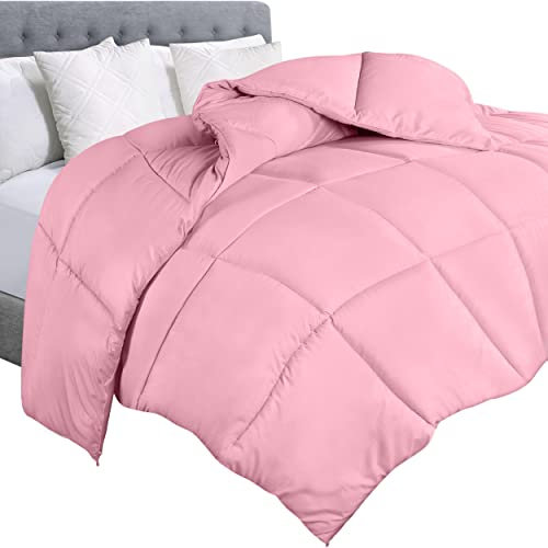 Utopia Bedding Couette Alternative matelassée avec languettes d'angle, Couture de Finition en carré, très Grand lit, Rose