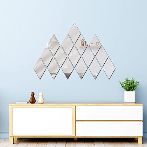 Traumarkeu 16 Stück Spiegelfliesen Selbstklebend Wandspiegel Spiegelkachel Fliesenspiegel DIY Wanddekoration Dekospiegel ohne Rahmen für Schlafzimmer Wohnzimmer Bad Dekoration (9 x 9 cm)