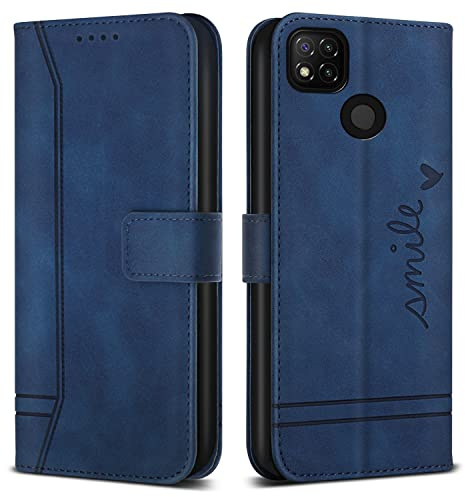 Bravoday Coque pour Redmi 9C / Xiaomi POCO C3, Etui Cuir avec Magnetique, Flip Pochette Housse pour Redmi 9C / Xiaomi POCO C3 Protection, Bleu