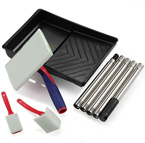 Corner Walls & Ceilings Pad Painter,7-Inch Paint Pad Applicator,Decking Pad for Wall Painting, Wooden Decks,Shed & Fence,Trim and Touch-Up Pad Painter with Extension Pole and Paint Tray
