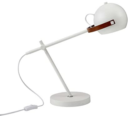 Northpoint LED Scandi Tischlampe in Weiß mit Lederoptik Tischleuchte 3000K 800 Lumen Metallgehäuse schwenkbar höhenverstellbar