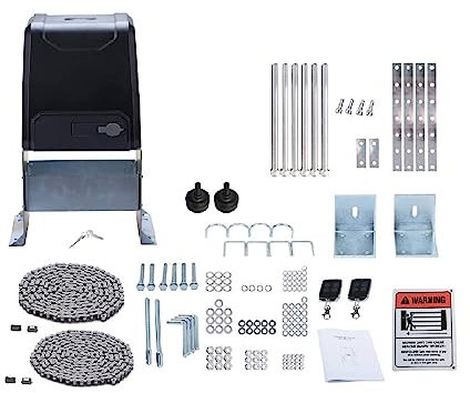 G.T.Master Kit de abridor de puerta automático deslizante con dos controles remotos y sensor de fotocélula infrarroja para puertas correderas de hasta 2200 libras y 40 pies de largo (GT2200)