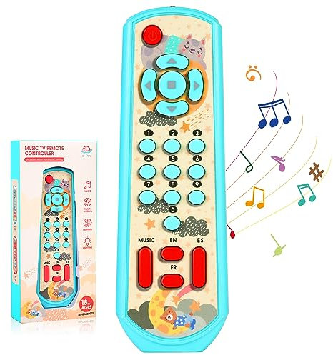 Aolso Lernspaß Fernbedienung, Kinder Fernbedienung Babyspielzeug mit Musik Lerninhalten, Baby Lernspielzeug, Kinderspielzeug Fernbedienung Frühe Lernspielzeug, Babyspielzeug ab 6 Monaten(Blau)