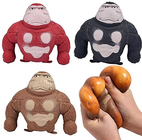Gorilla-Figur zum Stressabbau, Latex Monkey Gorilla Toys, Anti-Angst-Reizbarkeits-Gorilla-Spielzeug, Weiches Squeeze-Spielzeug, Geeignet für Freizeit, Unterhaltung, Stressabbau(schwarz)