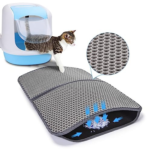 Nobleza Katzenklo Matte, Katzenstreu Matte Katzenklo, Unterleger Waben Design, rutschfeste Katzenstreu Matte für Katzentoiletten, Grau, 60 * 43cm