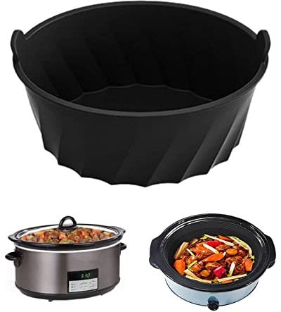 Doublure de Mijoteuse, Insert de diviseur de mijoteuse, doublures de Sacs de mijoteuse réutilisables, Accessoires de Cuisine pour la Cuisine, Compatible avec Crockpot 6-8 Qt (Noir)