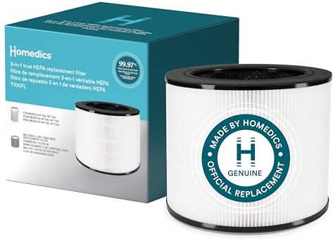 Homedics 3-in-1 True HEPA Replacement Filter, Air Purifier Filter, Activated Carbon Filter, Dust Remover, Air Cleaner, Remove Household Odors, Remove Pet Odors