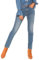 Nina Carter Jean Q1803 pour femme - Taille haute - Coupe droite - Coupe droite - Look usé, Bleu moyen (Q1803-2), S
