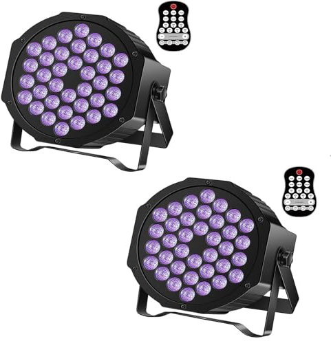 2er Akku UV Schwarzlicht for Party, wiederaufladbar 36 LED UV Strahler Bühnenlicht DMX512 mit Fernbedienung discolicht Schwarzlichtlampe for Halloween, DJ, Deko, Bühne, Halloween, draußen, Hochzeit